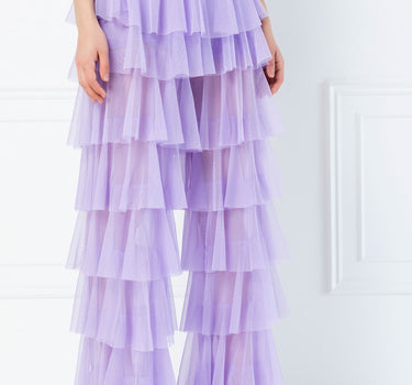 High-waisted tulle raffels  pants.