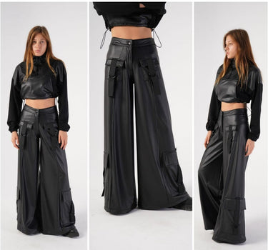 LEATHER wide pants